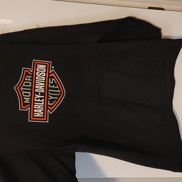 Harley-Davidson Black and Orange Logo Hoodie Size XL NWOT Unisex Bikercore Hood - Picture 5 of 6